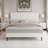 Bed Frame  with Linen Fabric Upholstered Headboard and Wooden Slats Support,Adjustable Headboard, No Box Spring Needed-1160758070-1160758071