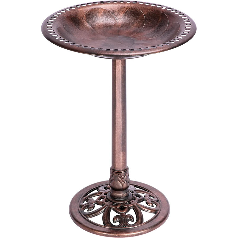 Bain pour oiseaux extérieur en polyrésine de 20 po de diamètre, Bronze