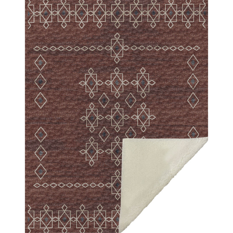 Addison Machine Washable Sherpa Boho Throw Blanket, Canyon