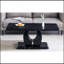 Table basse rectangulaire moderne minimaliste avec motif en bois aggloméré. Ajoutez une atmosphère paisible et confortable à votre maison. Table basse en panneau de fibres à densité moyenne, autocollant à motif en panneau de fibres à densité moyenne noir, table d'appoint.
