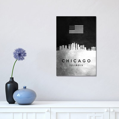«Birmingham Alabama Silver Skyline» par Adrian Baldovino, impression sur toile tendue
