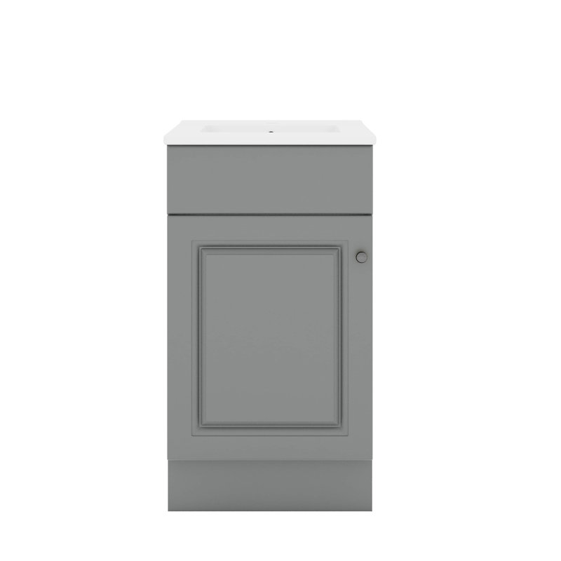 Meuble-lavabo 18 po avec lavabo, meuble-lavabo avec tablette de porte et tablette réglable, Gris, Gris