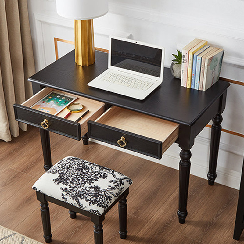 Bureau à 2 tiroirs en bois de frêne de style français, H 29,92 po x l 39,37 po x P 19,68 po