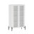 Abbey 2-Piece Modern Accent Cabinet and Décor Ribbed Tempered Glass Cabinet with Adjustable Shelves in White-1682989862