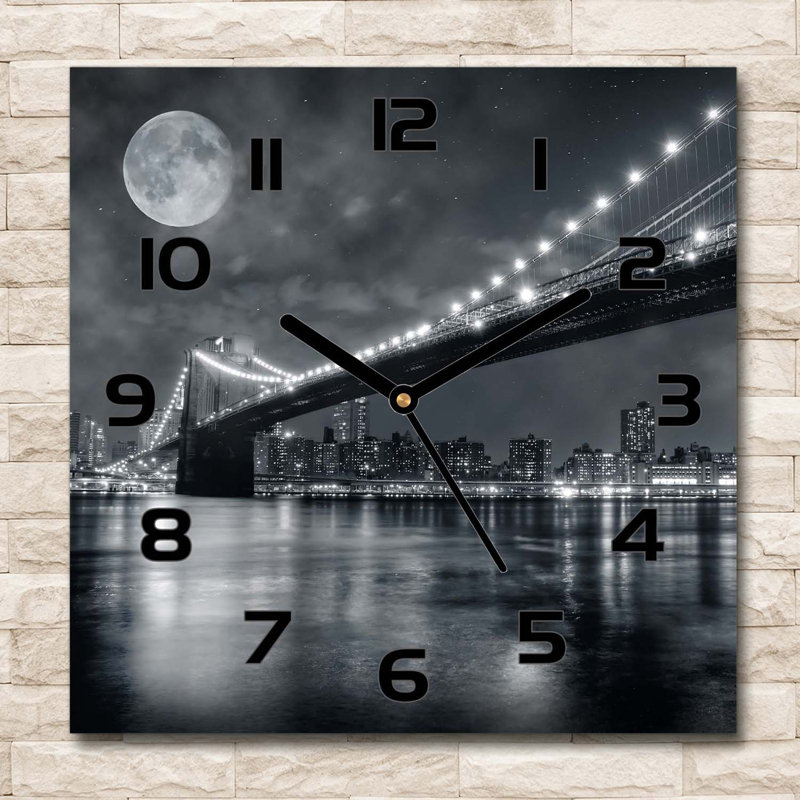 Joselene Glass Wall Clock, Black, 60cm H x 60cm W x 0.4cm D