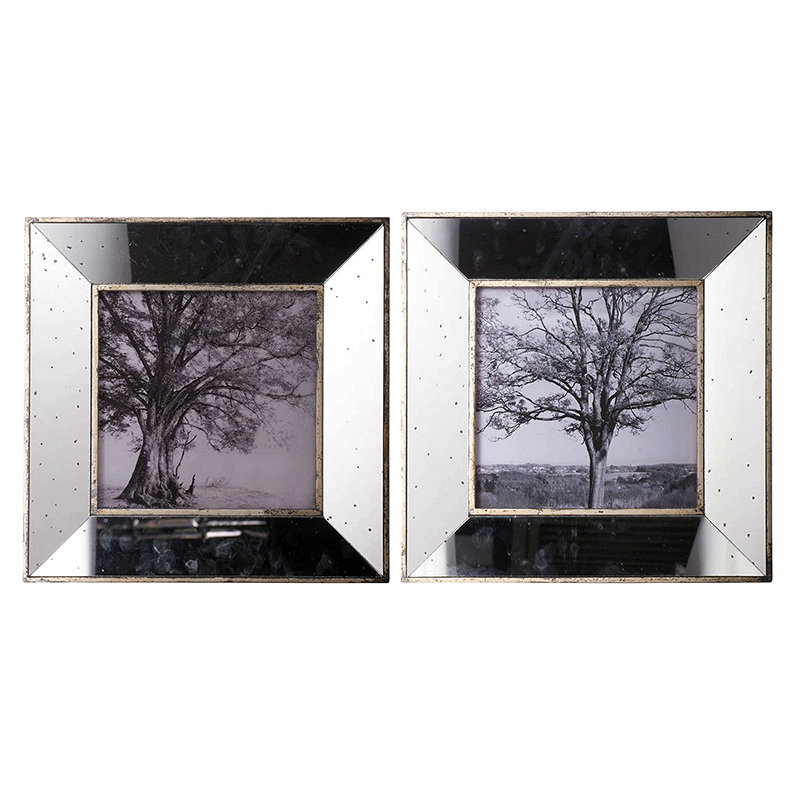 Cadre photo rétro argent S / 2, 15 x 15 po