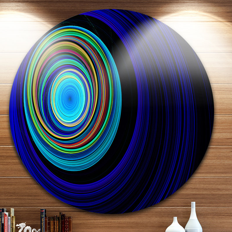 « infinied tunnel ondulations blue », impression sur métal, H 38 po x l 38 po x P 1 po