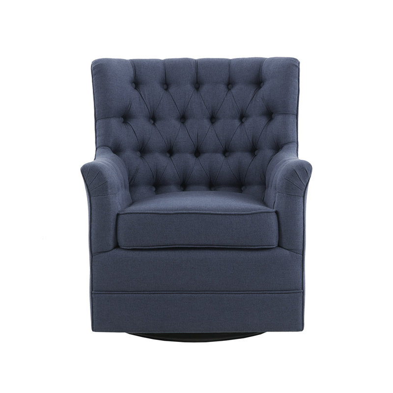 Fauteuil demi-tonneau pivotant de 30,25 po Erden, Polyester bleu