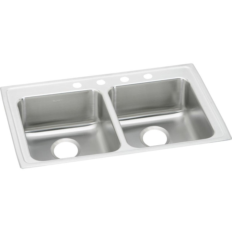 Lustertone 29" L x 18" W Double Basin Drop-In Kitchen Sink