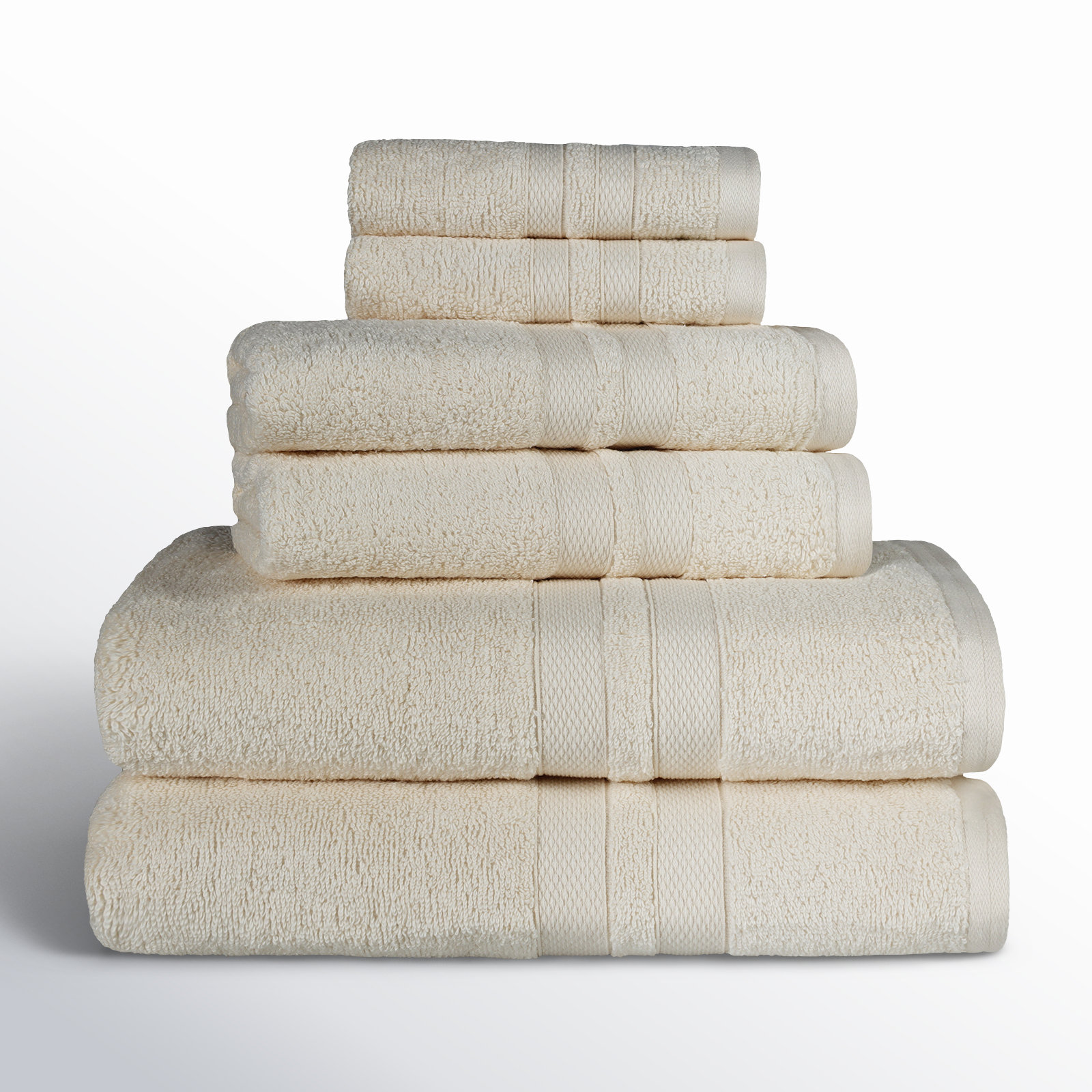 Amoy Soft 6 Piece 100% Cotton Towel Set, Ivory