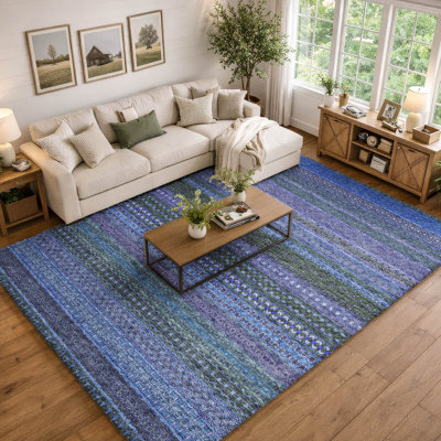 Premium Machine Washable Dream Shag ADS527 Striped Rug