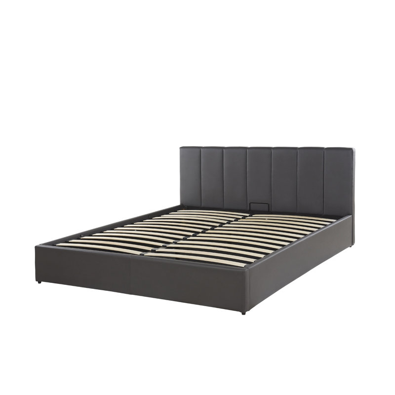 Dreux Upholstered Ottoman Storage Bed, European Double (140 x 200cm), Grey