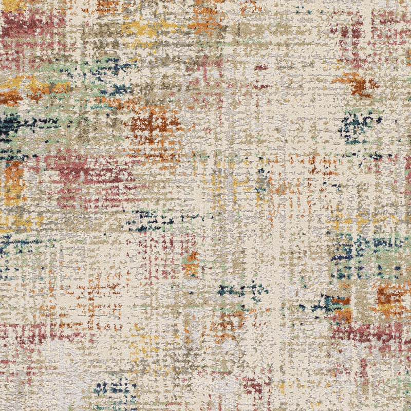 Diorio Abstract Cream/Saffron Area Rug, Rectangle 6'7" x 9'6"