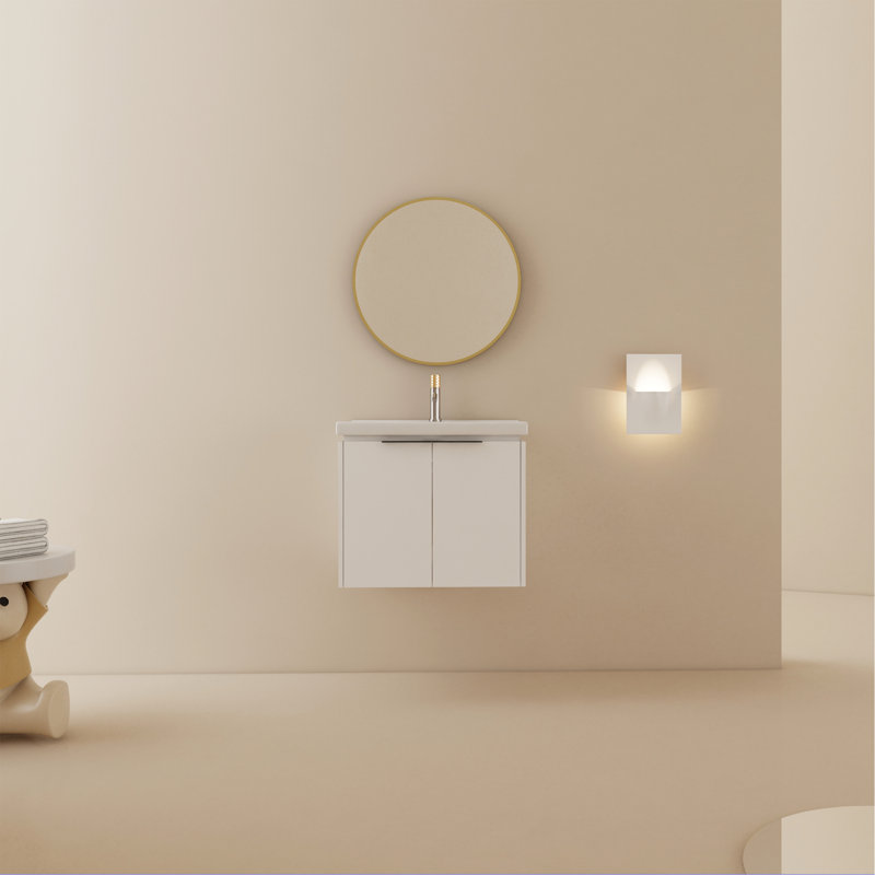 Meuble-lavabo luxueux avec portes et lavabo à fermeture en douceur, parfait pour les petits espaces