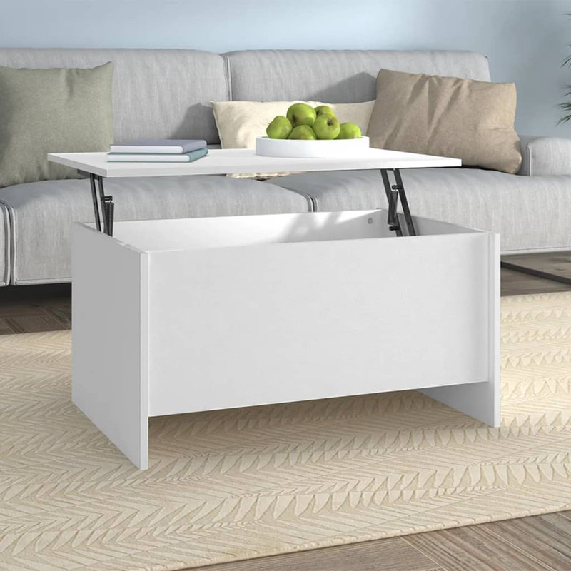 Hydia Lift Top Sled Coffee Table with Storage, White, 41.5cm H x 80cm L x 55.5cm W