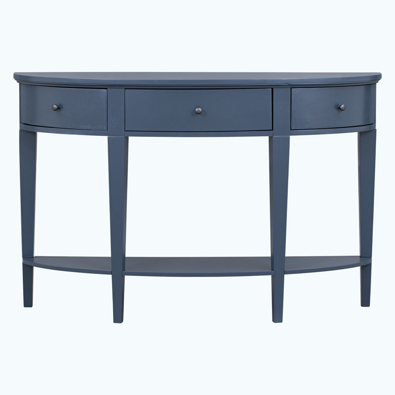 Modern Curved Console Table Sofa Table, Navy