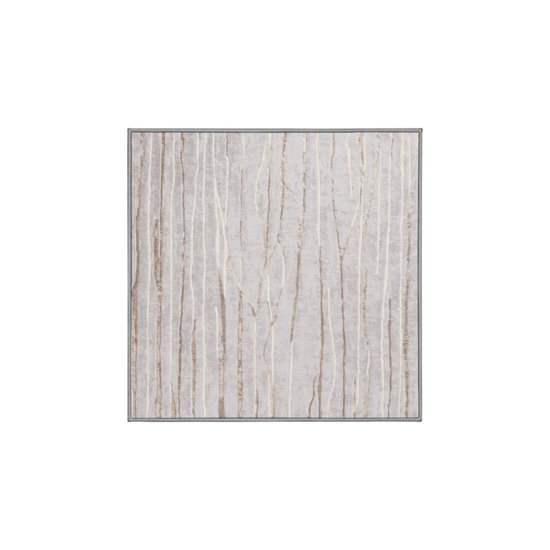 Machine Washable Gray Area Rug, Square 4'