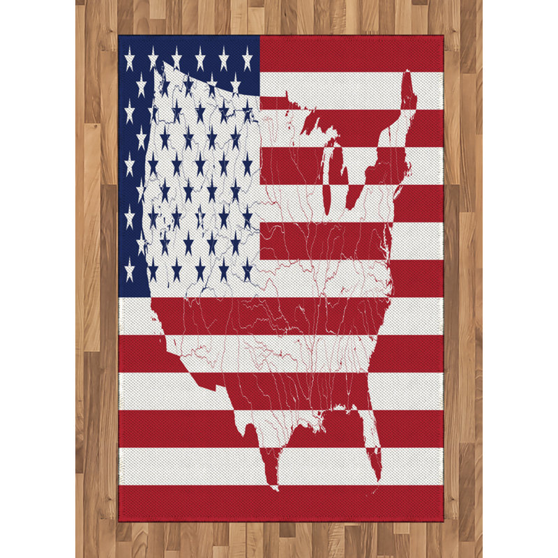 American Flag High Density Long Fiber Poly Threads Decorative Area Rug Carpet, Rectangle 4' x 5'8"