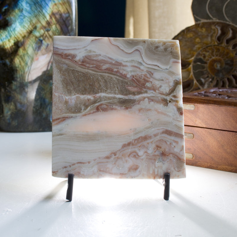 Agate translucide miel avec support