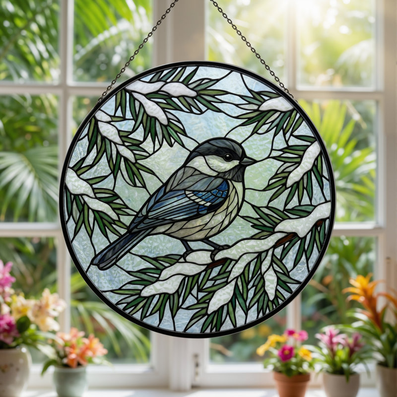 Panneau de vitrail en verre coloré, 7,8 heures, H 7,8 po