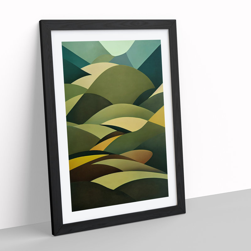Abstract Meadow Landscape No.1 - Wall Art, Black Framed Paper, 36cm H x 27cm W, White