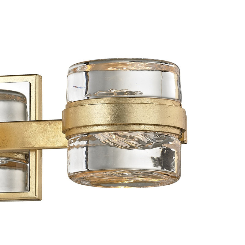 Gold Leaf and Clear Glass 3-Light Dimmable Vanity Fixture