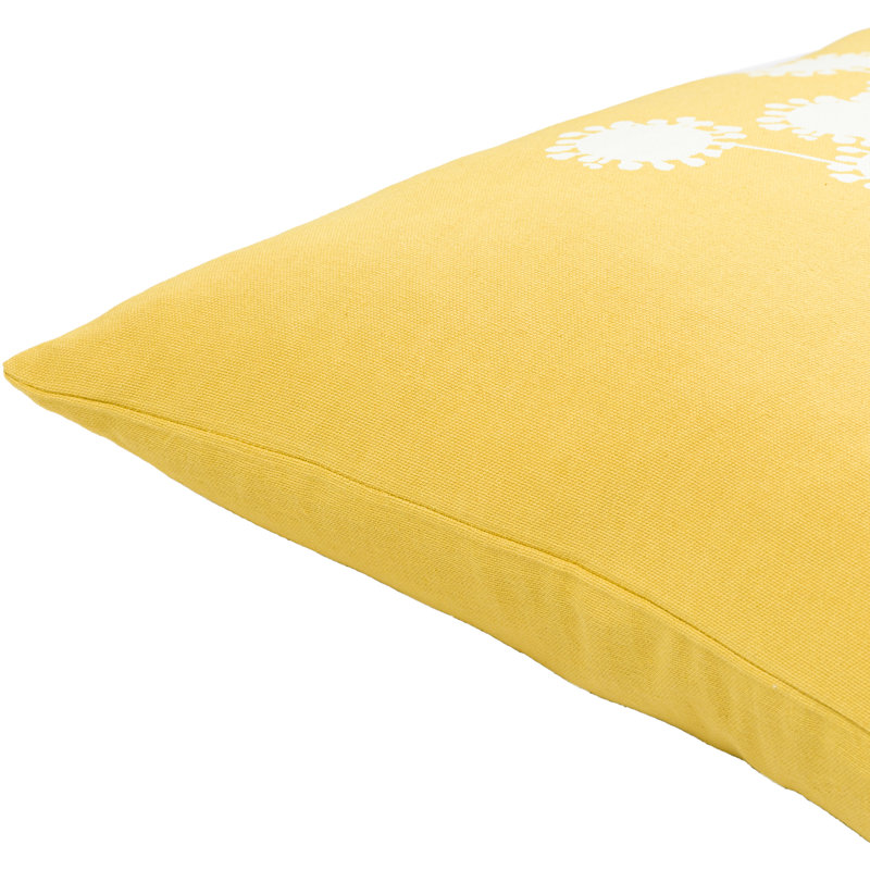 Lachen Floral Cotton Throw Pillow, 20" x 20", Saffron/Cream