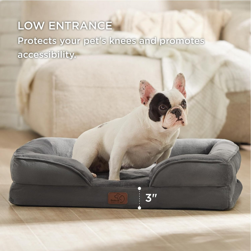 Lit confortable pour chien, H 23 po x l 28 po x P 6,5 po, Gris foncé