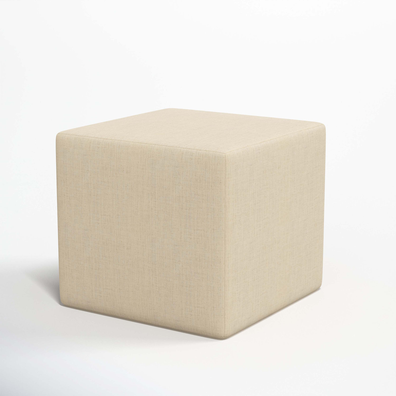 21" Linen Upholstered Ottoman, Classic Linen Linen