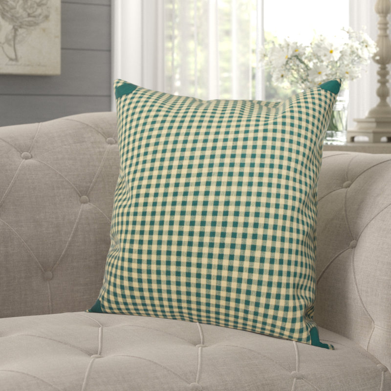 Johnnie Plaid Square Cushion, Green