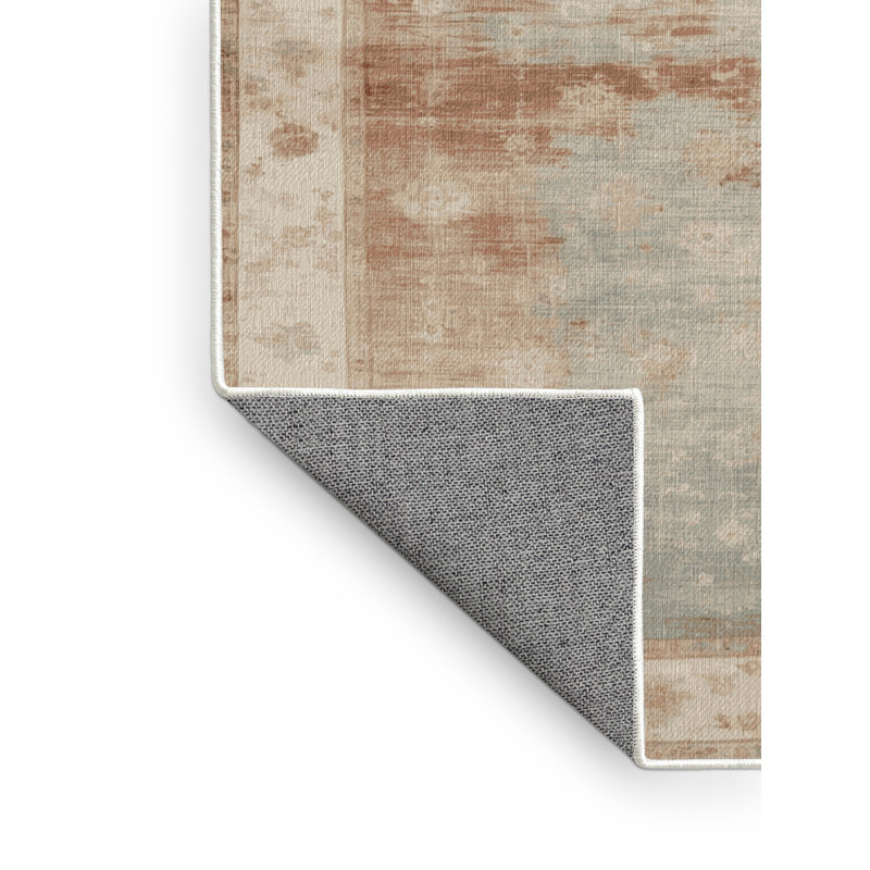 Tapis beige surteint lavable à la machine, Rond 4 pi