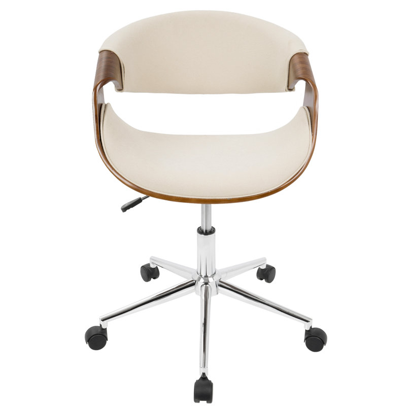 Chaise de bureau en noyer et crème