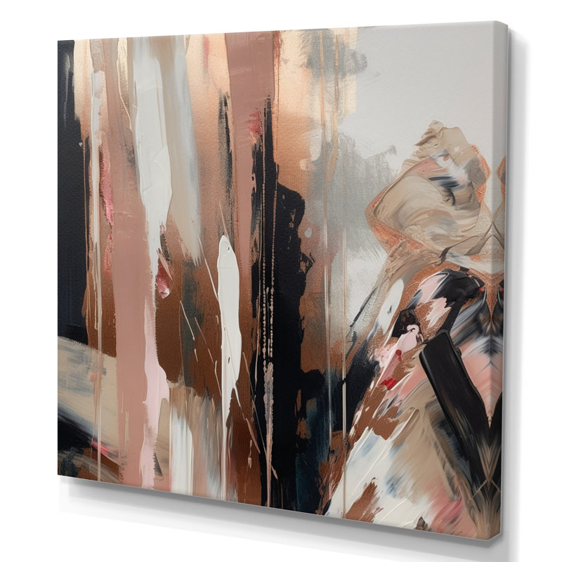 «Brown and Black Beyond Boundaries I», art abstrait encadré, L 36 po x H 36 po, Toile tendue