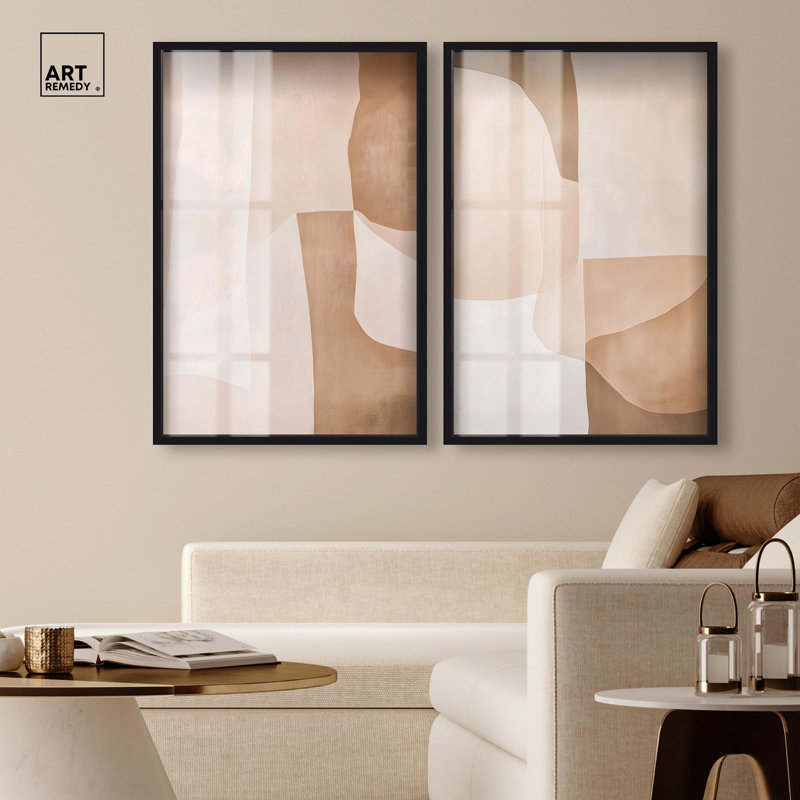 «Neutral Luxe Living Room», ensemble de 2 panneaux par Shadowbox , H 37 po x l 25 po, Noir