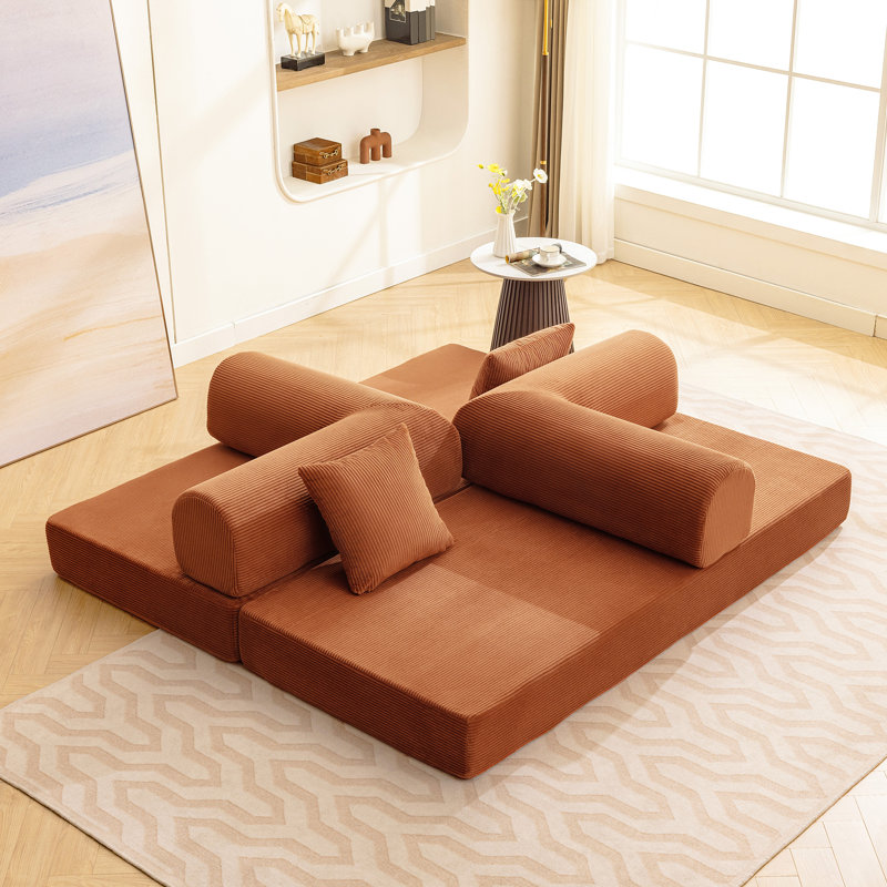 Foldable 3-Person Fabric Sofa Bed - High Rebound Sponge