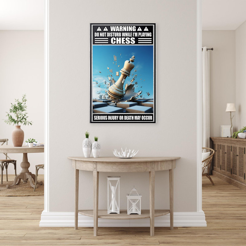 Ne pas déranger pendant que je joue aux échecs - 1 pièce, reproduction d'art graphique sur toile tendue