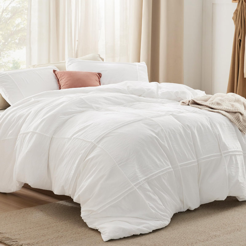 Housse de couette touffetée, Housse de couette grand + 2 taies d'oreiller, White
