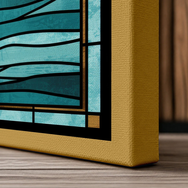 Stained Glass Coastal - Wrapped Canvas, 18x12 - 45.7 x 30.5 cm, Ochre Border