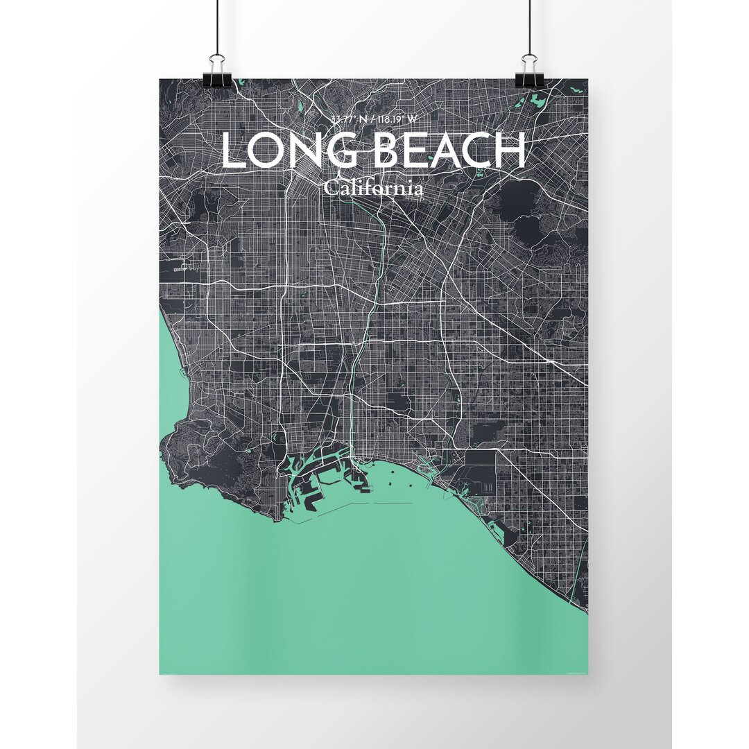 Poster Stadtplan von Long Beach