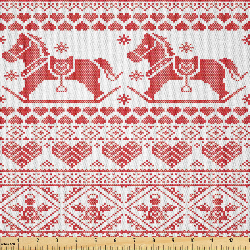 Fabric by the meter, horse heart angel, white, 10m (230 x 1000cm)