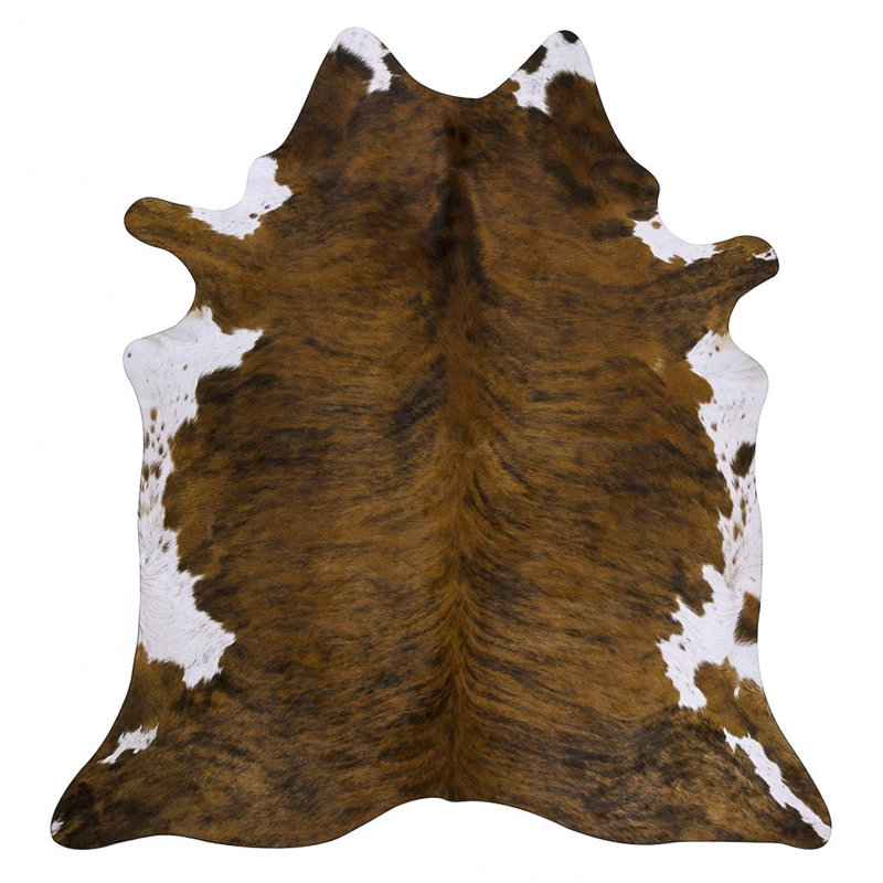 Tapis en cuir de vache blanc Brindle, Nouveauté de 7 pi x 8 pi 6 po