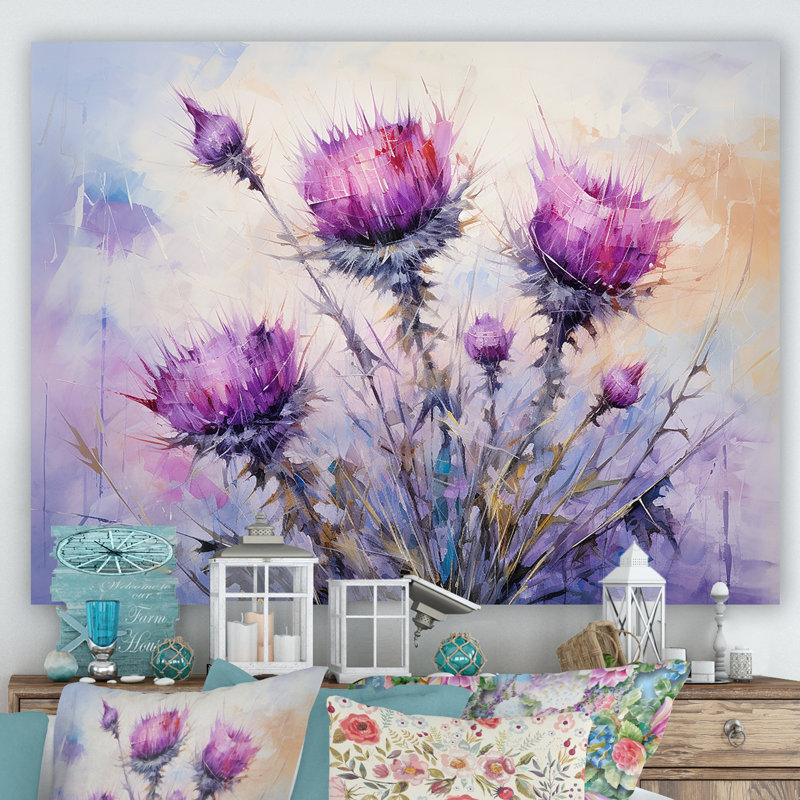 Thistles royal royal, H 30 po x l 40 po x P 1,5 po, Toile tendue