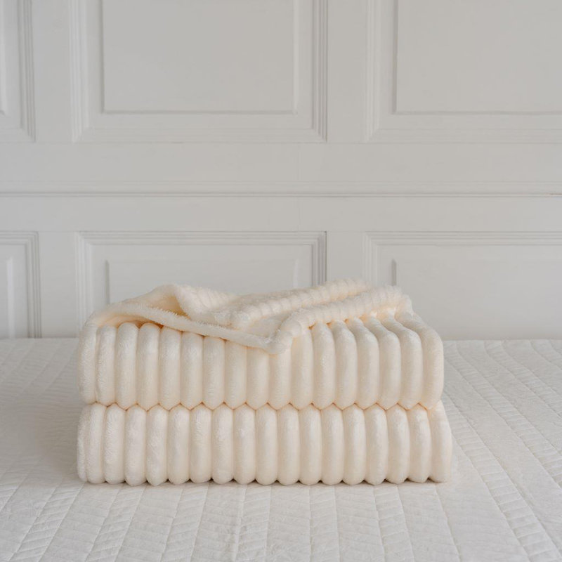 Machine Woven Throw Blanket, Cream, 240cm x 200cm