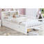 Lit simple avec rangement pour tête de lit - Deux garde-corps sous les tiroirs - blanc, taille propre-130465964