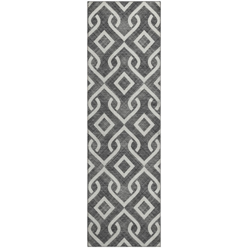 Premium Machine Washable Cerrito Black Rug, Runner 2'3" x 7'6"