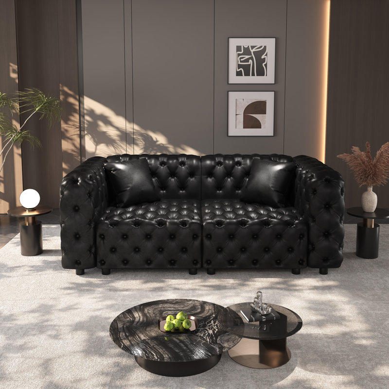 Canapé modulaire rembourré 77 po 77 po, Noir