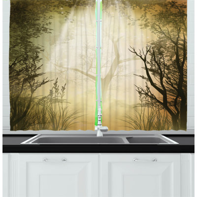 Floral Pointed Kitchen Curtain