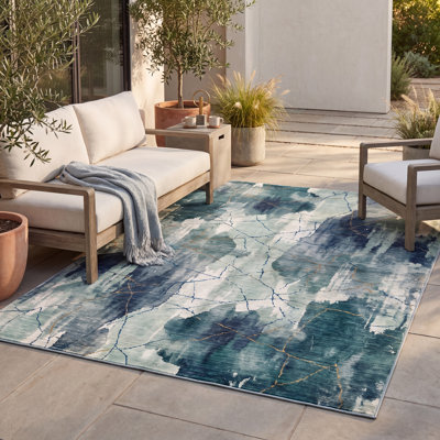 Tapis Stishovite moderne à poils courts, style aquarelle abstraite, bleu sarcelle et blanc, antidérapant, pour intérieur et extérieur, adapté aux animaux domestiques, idéal pour le salon, la chambre, la salle à manger, l'entrée, le corridor, le bureau ou la cuisine, motif jade, facile à nettoyer, imprimé, ultra doux, bord ourlé et lavable.