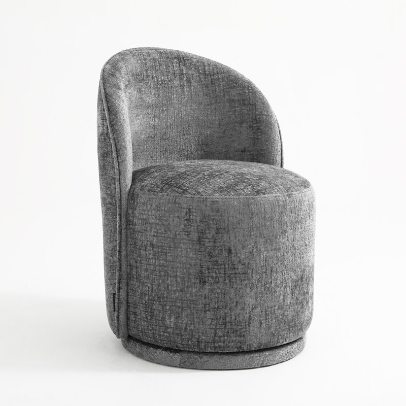 Upholstered Swivel Barrel Chair, Grey Chenille