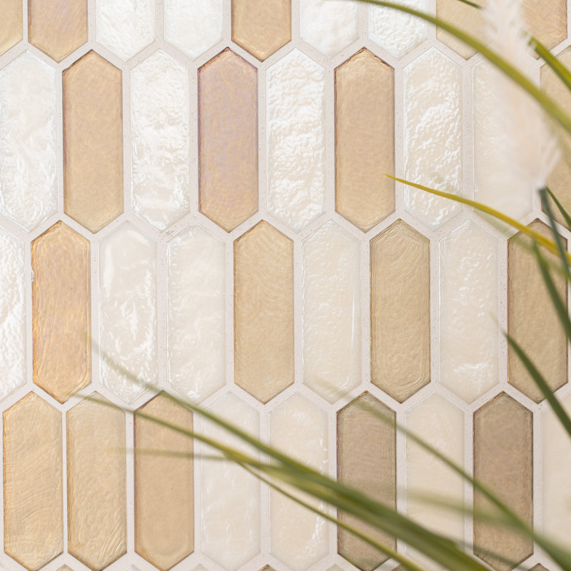 Rietto Spire 10 in. x 12 in. Glossy Glass Mosaic Wall Tile, Cresta Oro